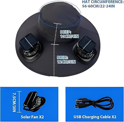 Sombrero para el sol refrescante con ventiladores USB y malla transpirable