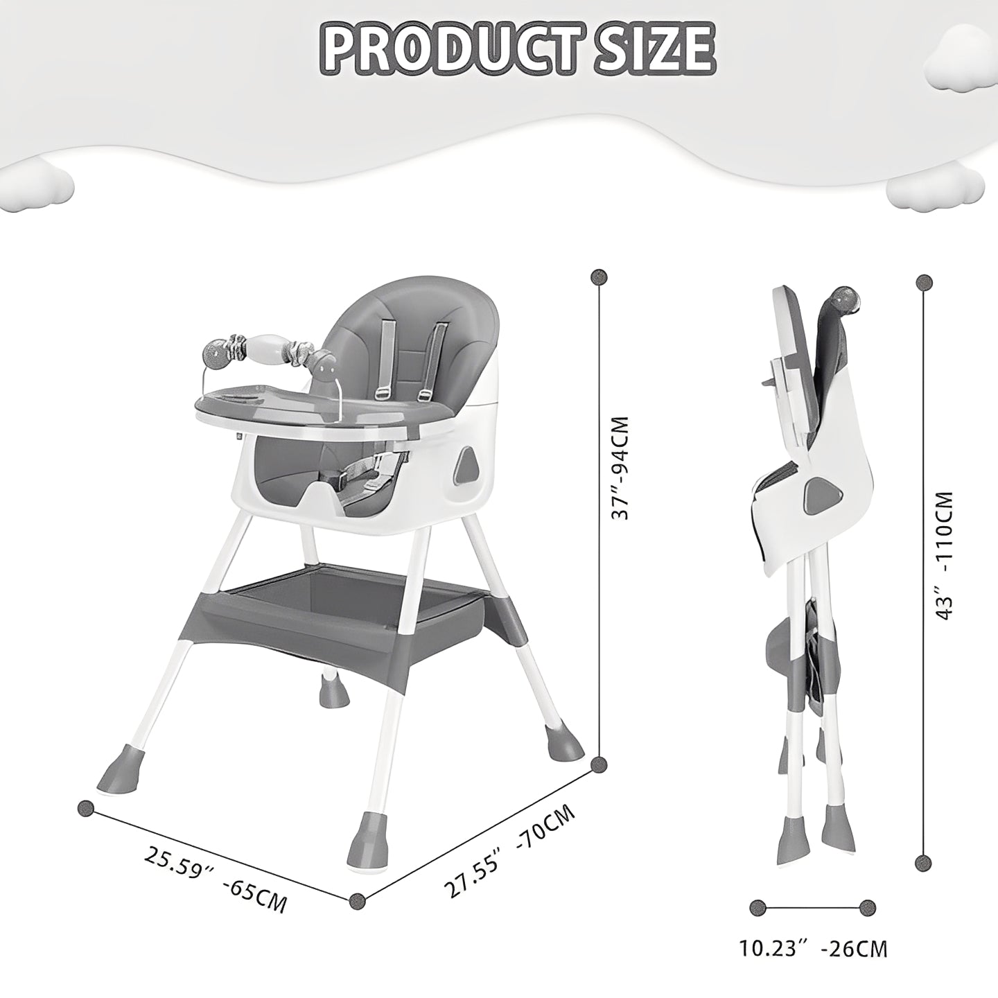 Sillita portátil para bebés con estructura metálica duradera