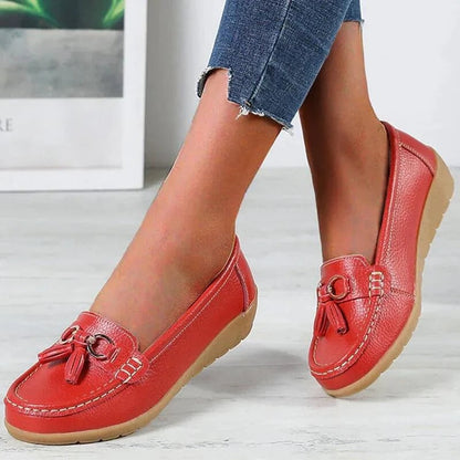 Zapatos sin cordones de cuero cómodos para mujer