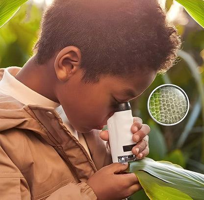 Divertido microscopio de mano para niños con luz LED y zoom