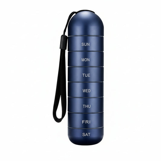Portable Compact Pill Box with 7 Day Supply - Ortekor