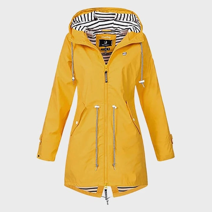 Cortavientos impermeable para mujer con capucha ajustable