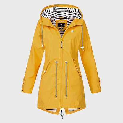 Cortavientos impermeable para mujer con capucha ajustable