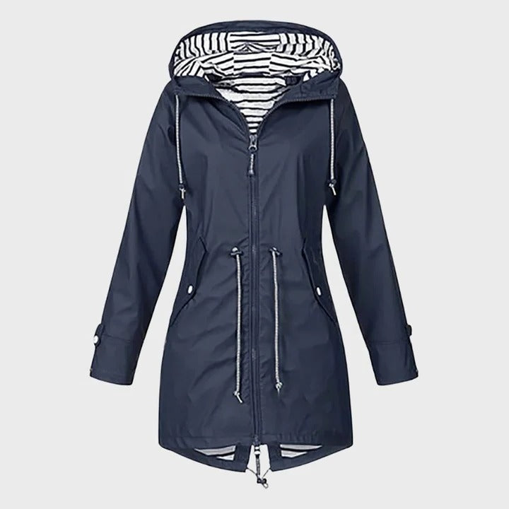Cortavientos impermeable para mujer con capucha ajustable
