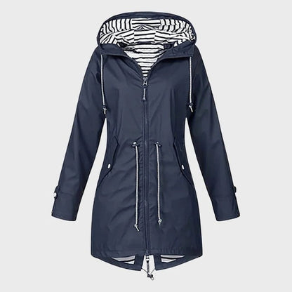 Cortavientos impermeable para mujer con capucha ajustable