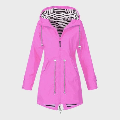 Cortavientos impermeable para mujer con capucha ajustable