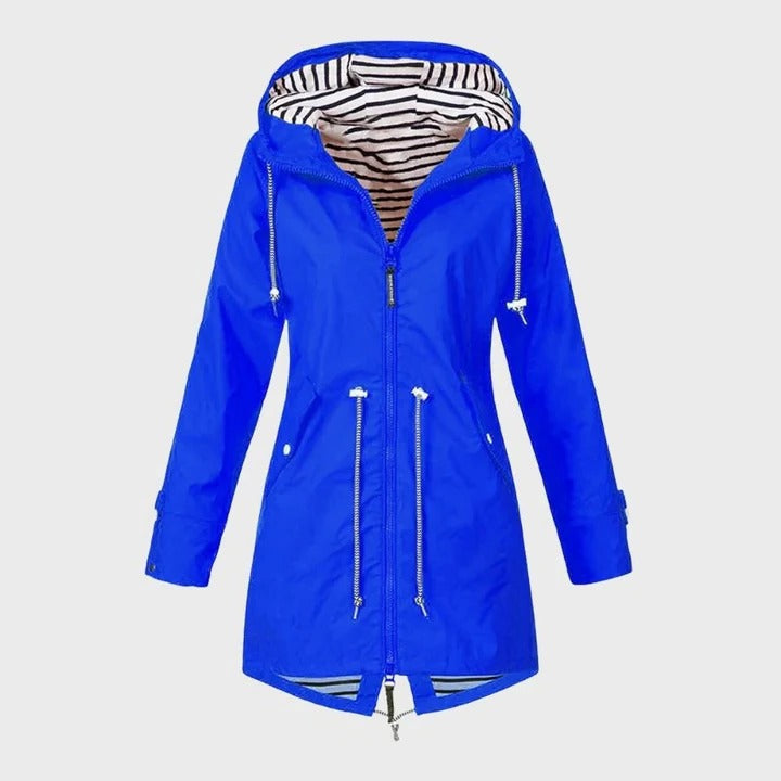 Cortavientos impermeable para mujer con capucha ajustable
