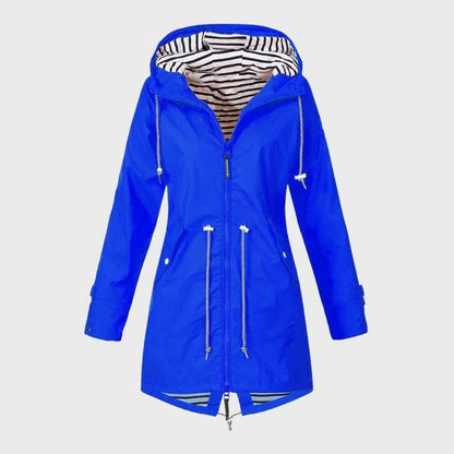 Cortavientos impermeable para mujer con capucha ajustable