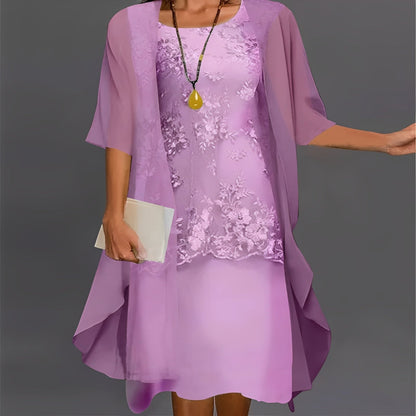 Elegante vestido de dos piezas con encaje para mujer