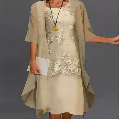 Elegante vestido de dos piezas con encaje para mujer