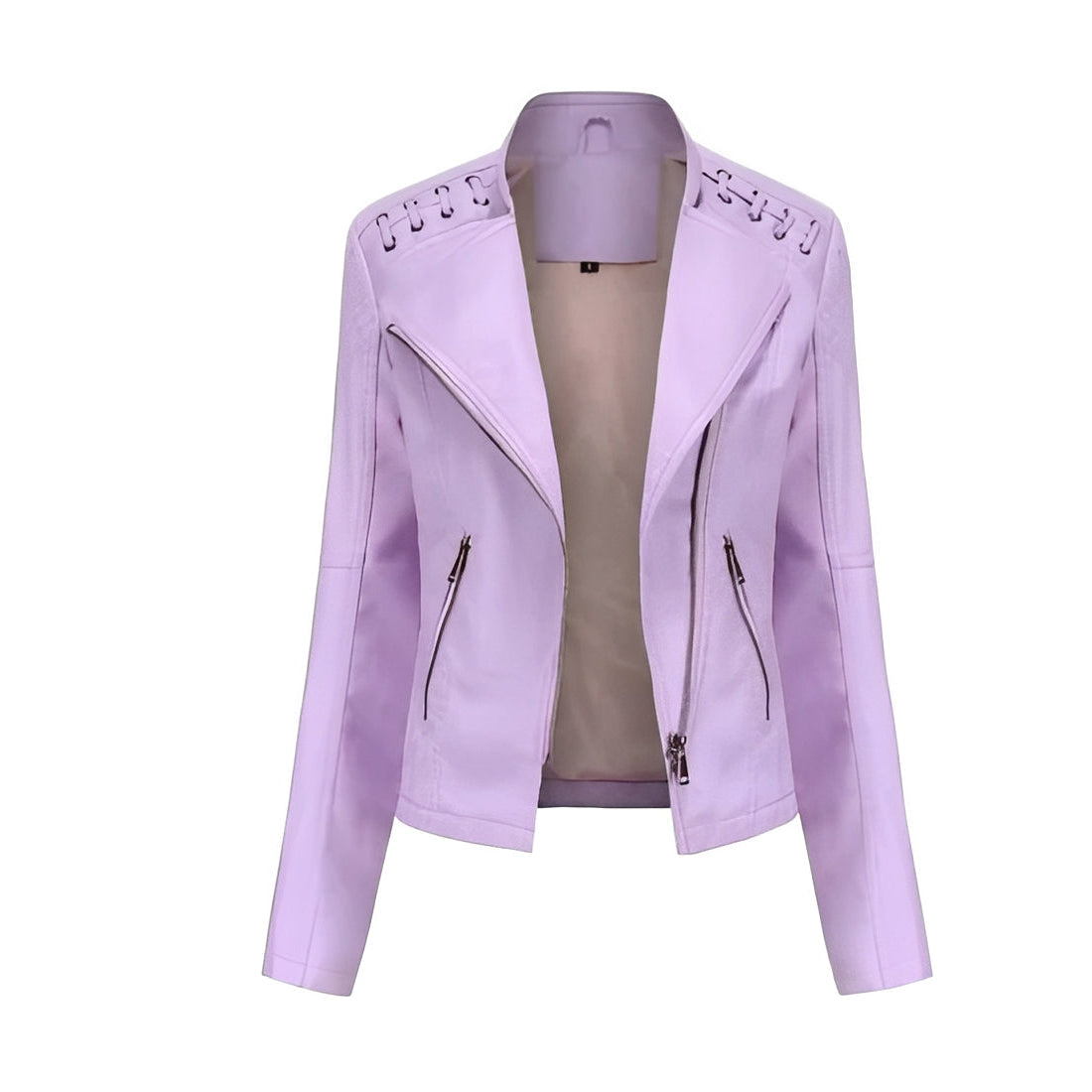 Chaqueta de cuero de motociclista clásica para mujer