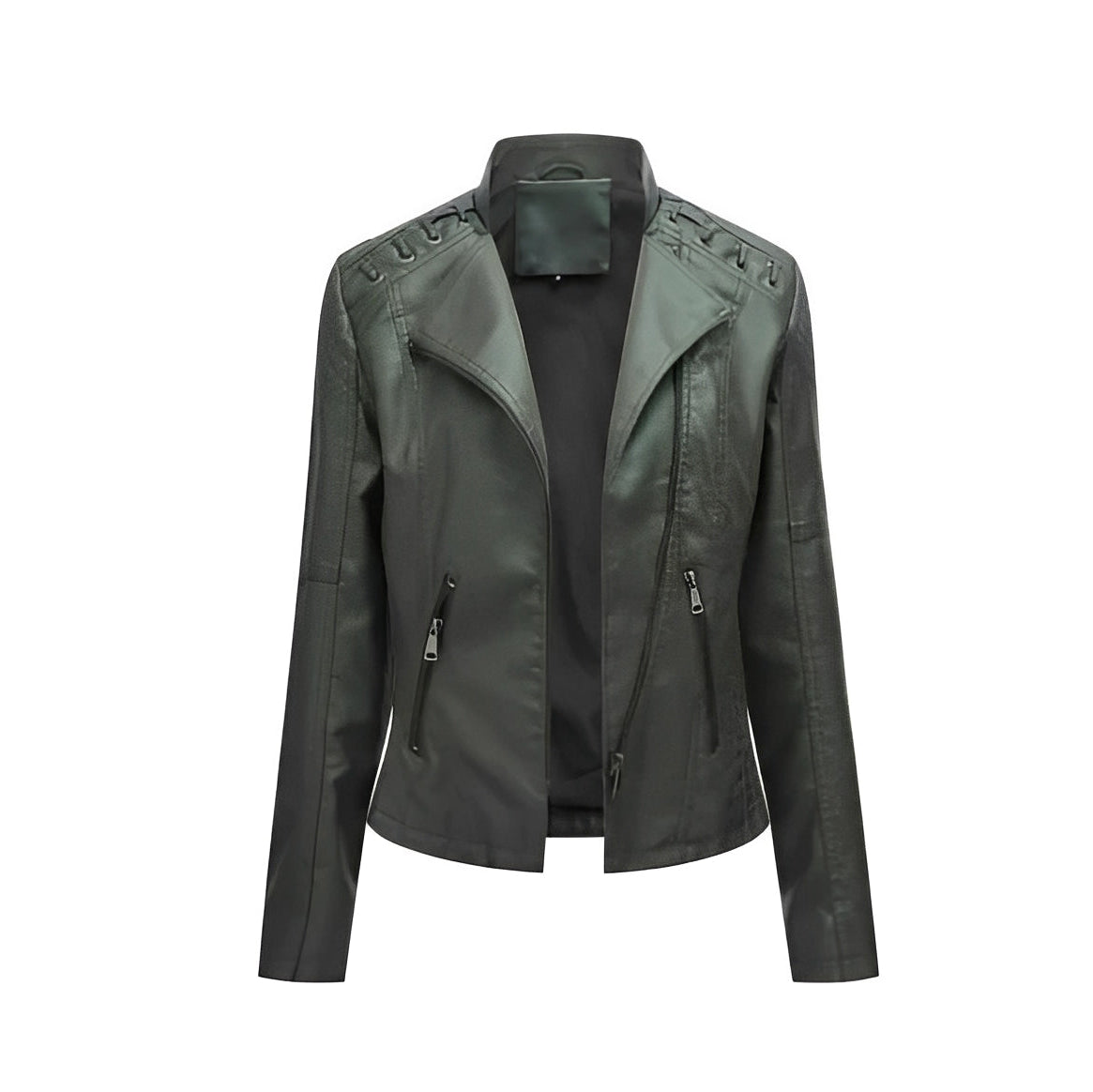 Chaqueta de cuero de motociclista clásica para mujer