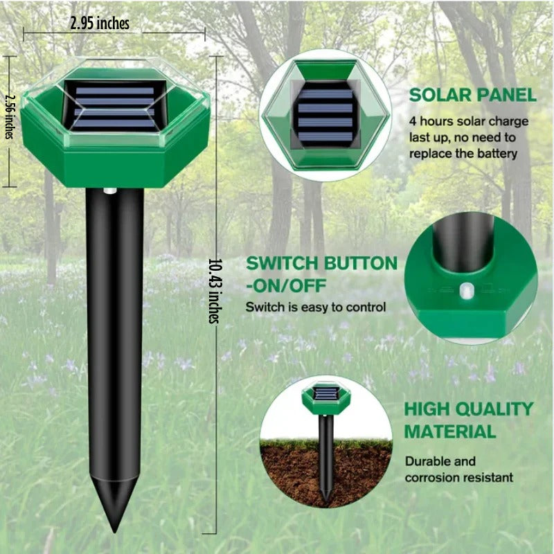 Ahuyentador de Plagas para Exteriores con Estacas Solares, Paquete de 4
