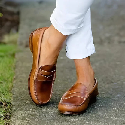 Mocasines clásicos sin cordones de tacón bajo para mujer