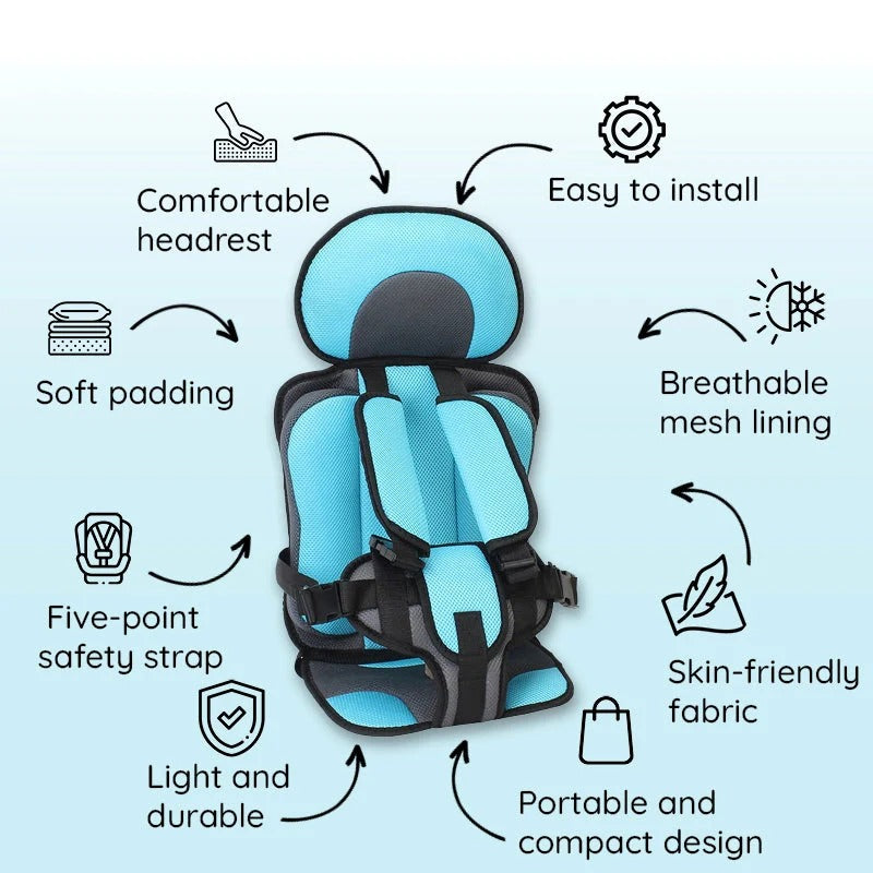 Asiento elevador de coche para niños con arnés de seguridad