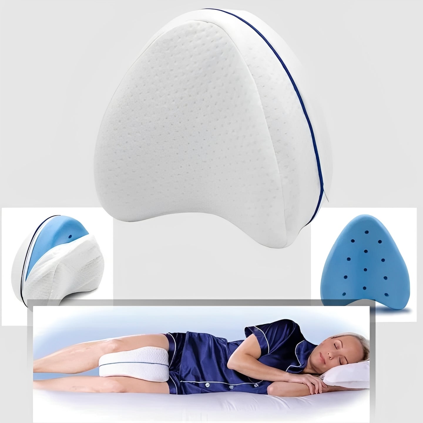 Almohada de rodilla anatómica para el apoyo y la comodidad de quienes duermen de lado