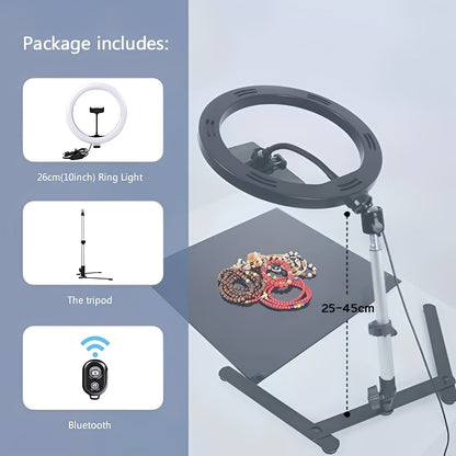 Trípode Portátil para Teléfono con Soporte Flexible de Anillo de Luz