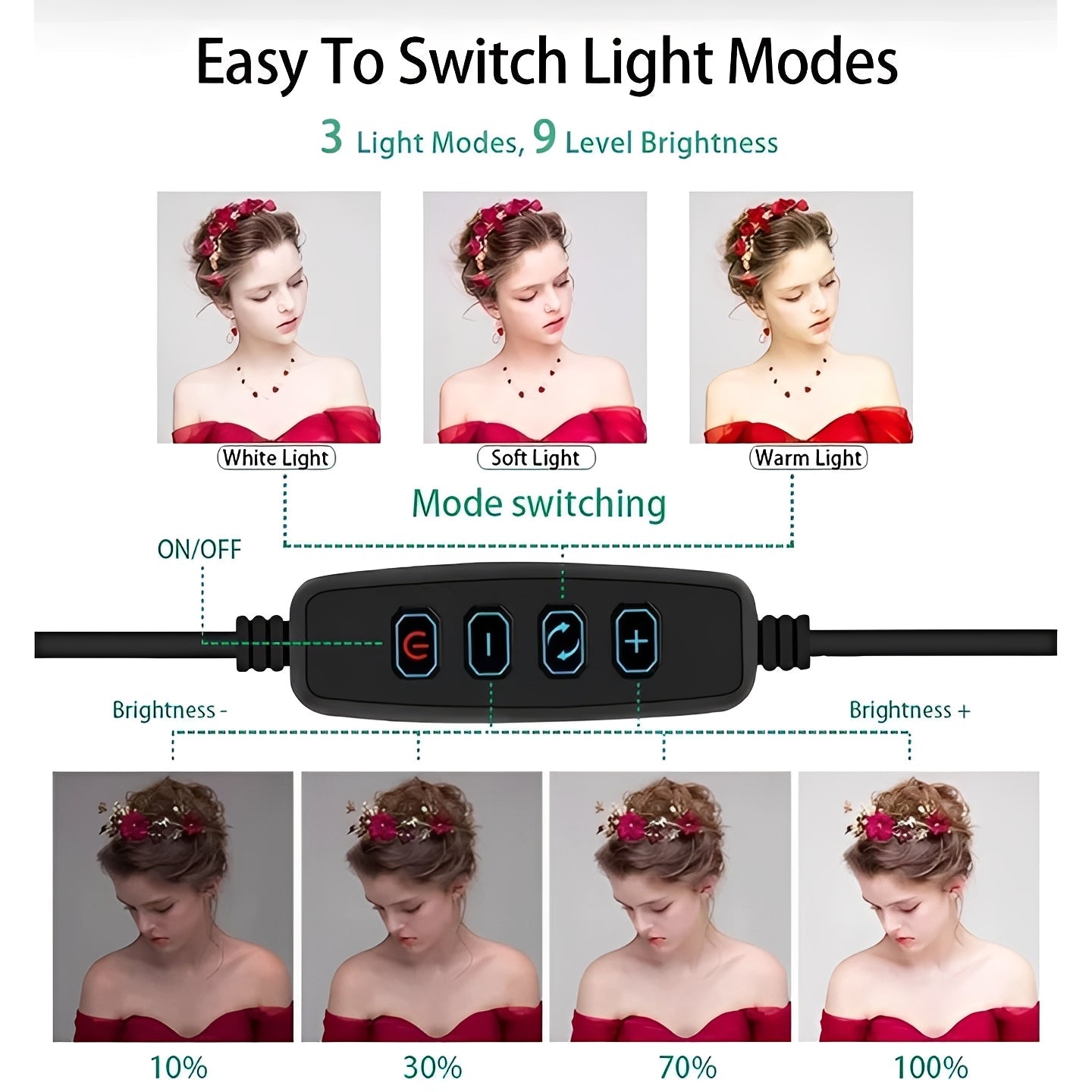 Trípode Portátil para Teléfono con Soporte Flexible de Anillo de Luz