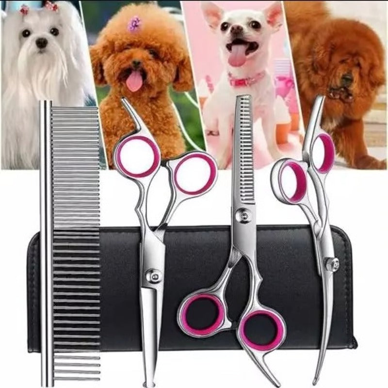 Juego de tijeras para acicalar mascotas con cuchillas afiladas de acero inoxidable