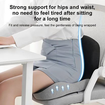 Cómodo cojín de asiento con soporte lumbar y espuma viscoelástica