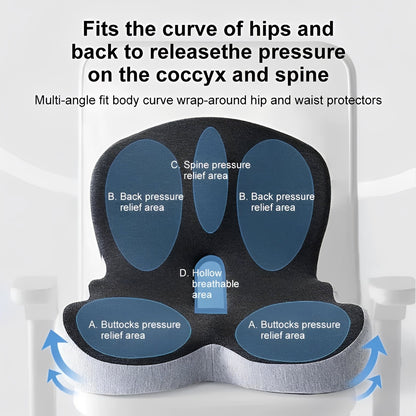 Cómodo cojín de asiento con soporte lumbar y espuma viscoelástica