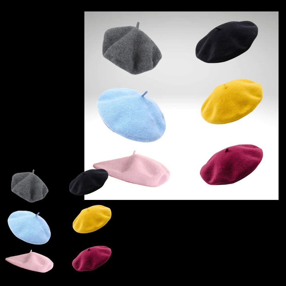 Gorro de boina de lana suave para mujeres y niñas