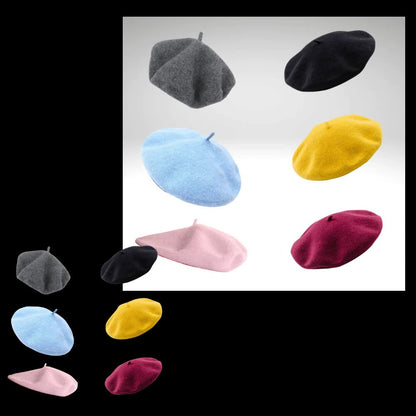Gorro de boina de lana suave para mujeres y niñas