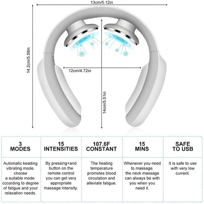 Comfort Neck Massager | Rechargeable Device with Heat & Vibration Settings for Ultimate Relaxation