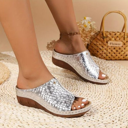 Comfortable Women's Arch Support Sandals with Wedge Heel - Ortekor