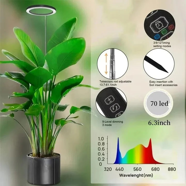 Lámpara de cultivo LED ajustable para plantas de interior con temporizador