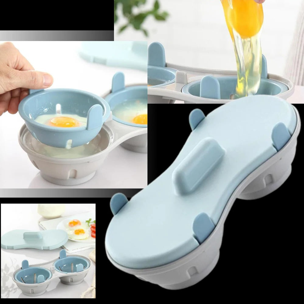 Cocedor de huevos compacto con vaporizador y escalfador de silicona