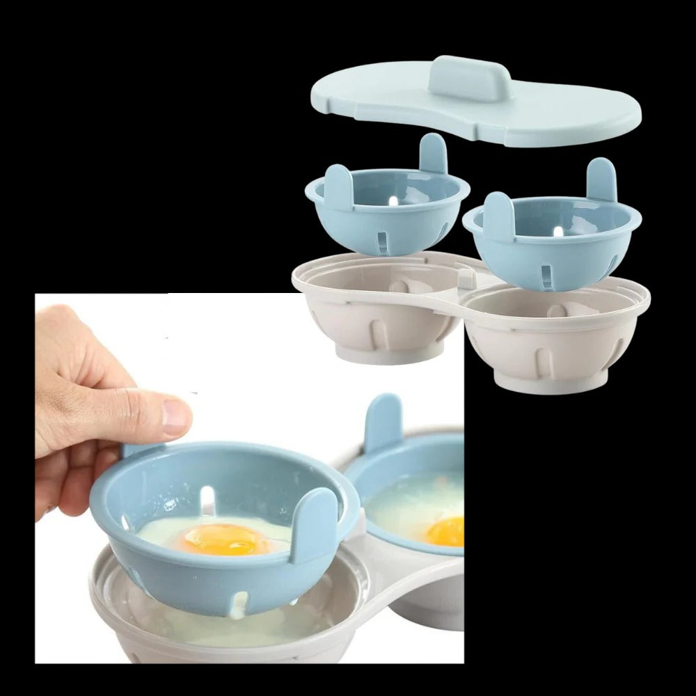 Cocedor de huevos compacto con vaporizador y escalfador de silicona