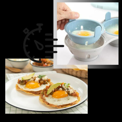 Cocedor de huevos compacto con vaporizador y escalfador de silicona
