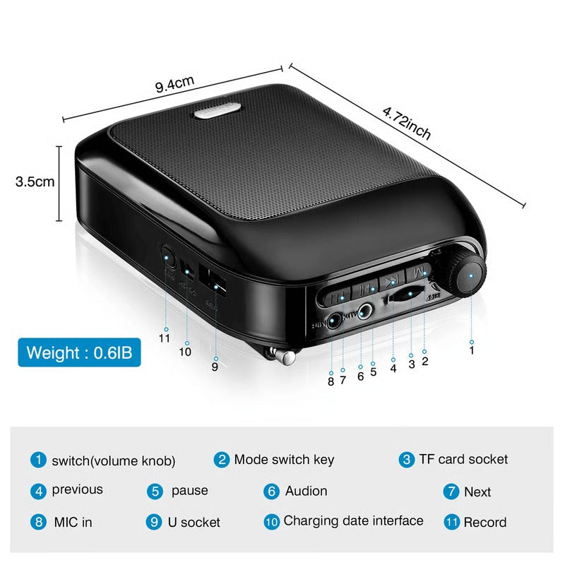 Sistema compacto de micrófono y altavoz portátil Bluetooth