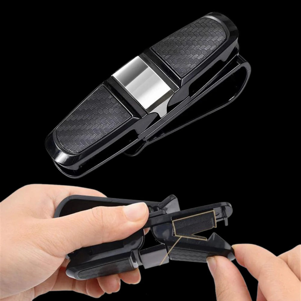Soporte para gafas de sol con clip para parasol de coche
