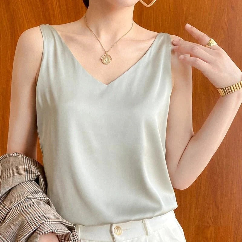 Camiseta sin mangas básica para mujer