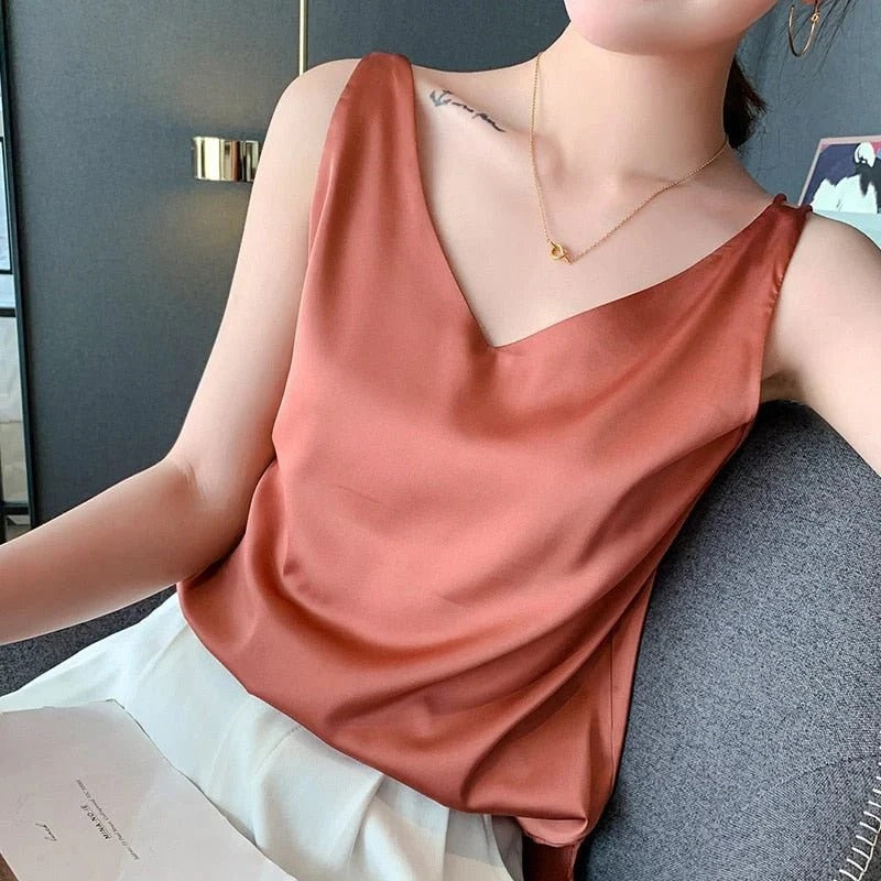 Camiseta sin mangas básica para mujer