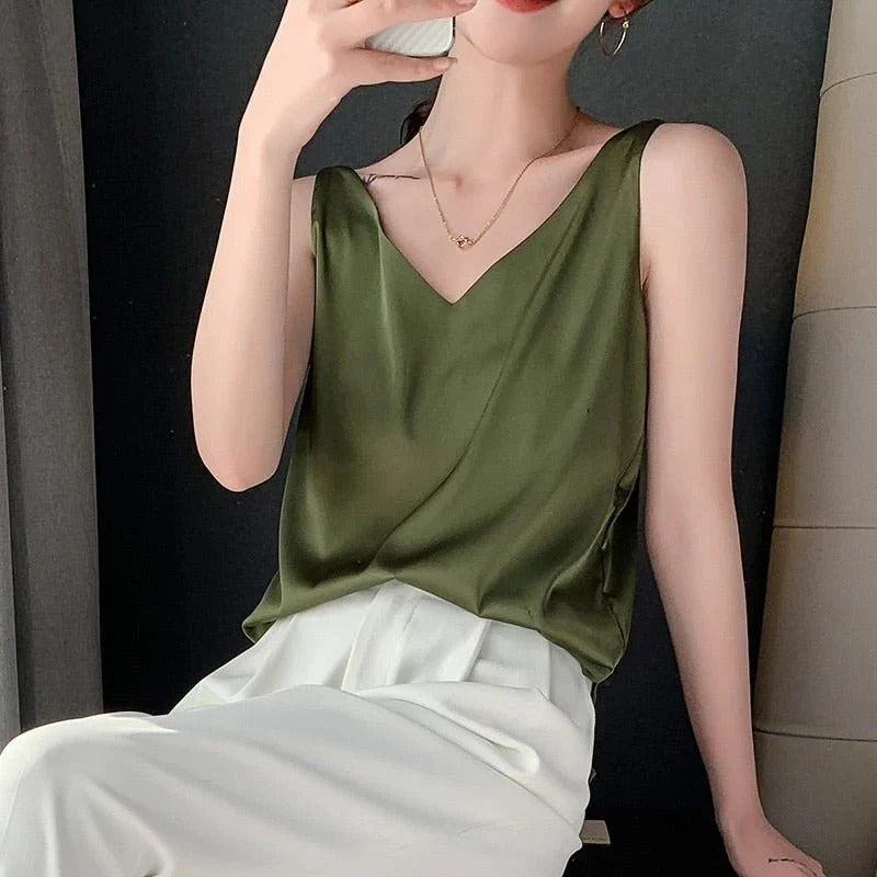 Camiseta sin mangas básica para mujer