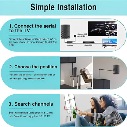 Antena de interior para TV HD con señal UHF y VHF