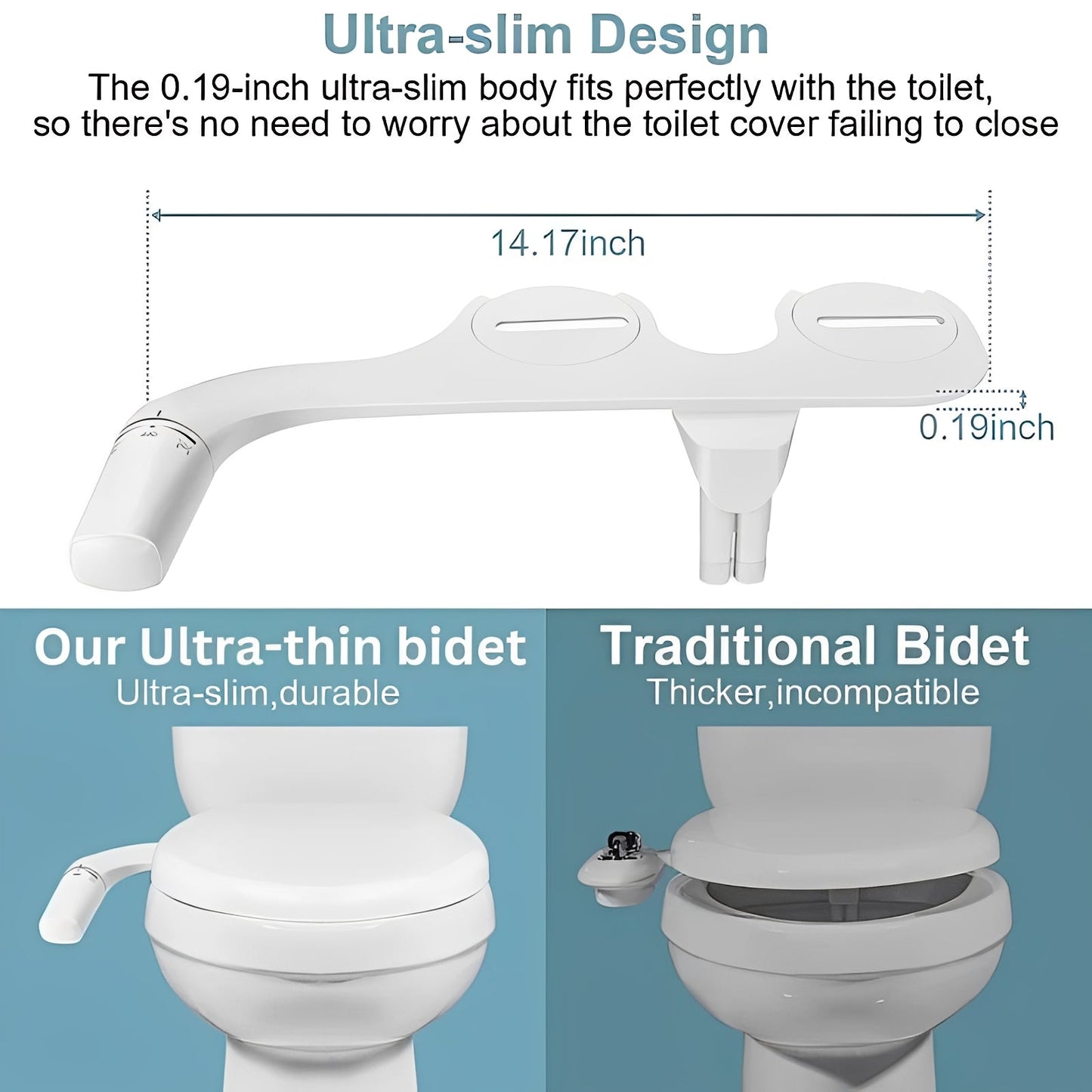 Aditamento de bidé de chorro doble para inodoro