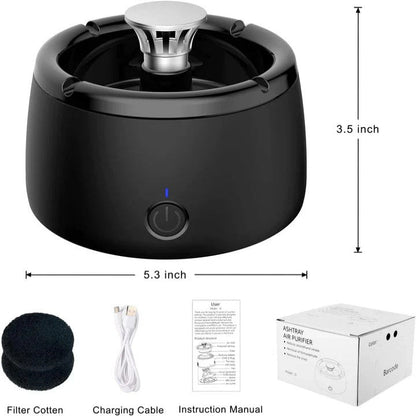 Cenicero de viaje compacto con sistema de filtrado de humo