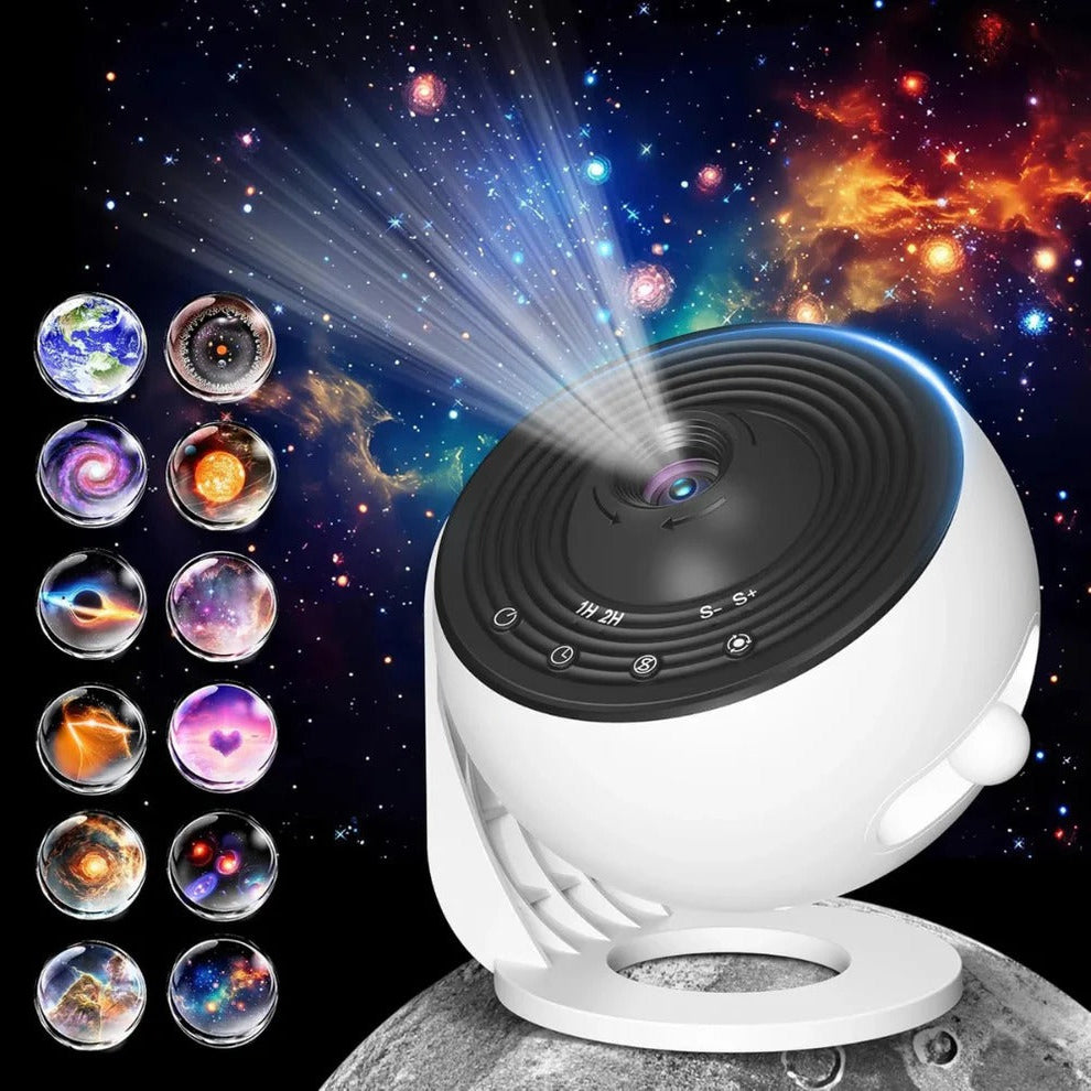 Proyector de luz nocturna cósmica con globo giratorio