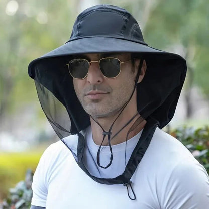 Large Brim Outdoor Sun Hat with Removable Bug Net - Ortekor