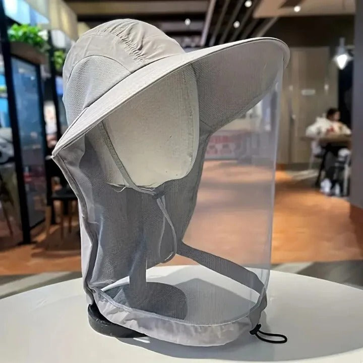 Sombrero de sol para exteriores de ala ancha con mosquitera desmontable