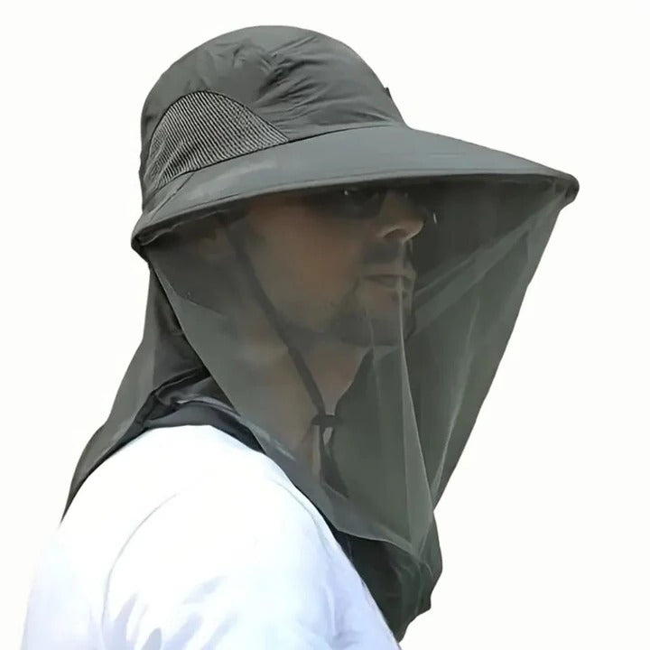 Sombrero de sol para exteriores de ala ancha con mosquitera desmontable