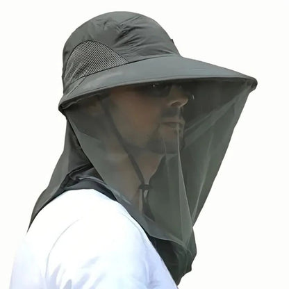 Sombrero de sol para exteriores de ala ancha con mosquitera desmontable