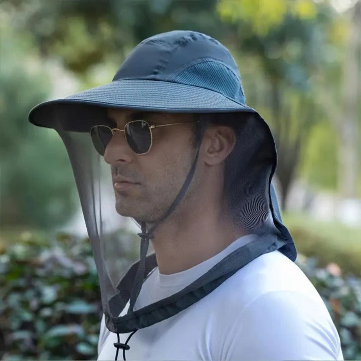 Sombrero de sol para exteriores de ala ancha con mosquitera desmontable
