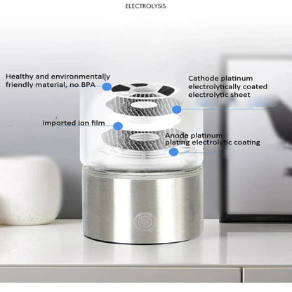 Botella de agua alcalina compacta con base USB recargable