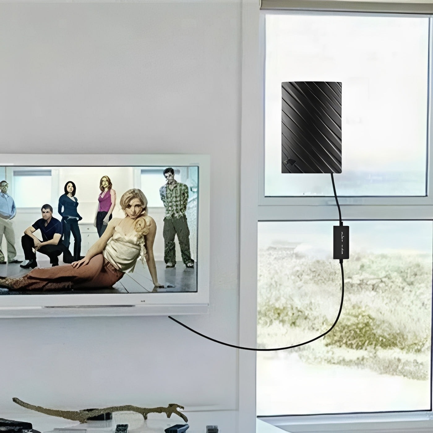 Antena de TV para interiores digital y aérea transparente