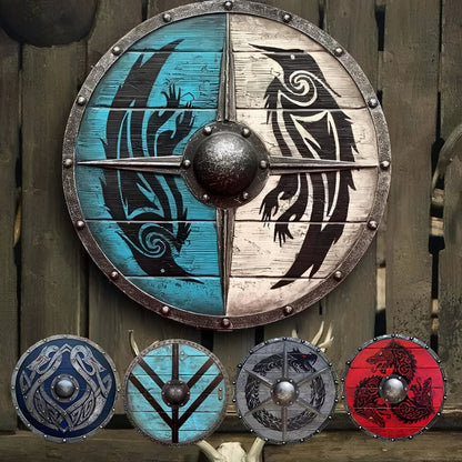 Escudo de batalla grabado único y defensa nórdica personalizable